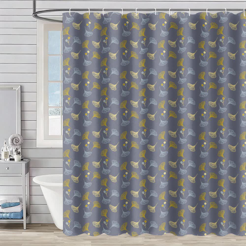 Tenda da doccia con stampa di foglie di ginkgo - Grigio - 230cm x 180cm - image 6