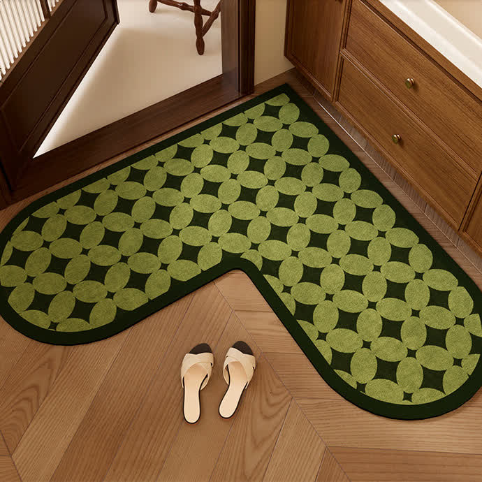 Tappeto da cucina a forma di L con motivo geometrico angolare - 140cm x 140cm x 45cm - image 0