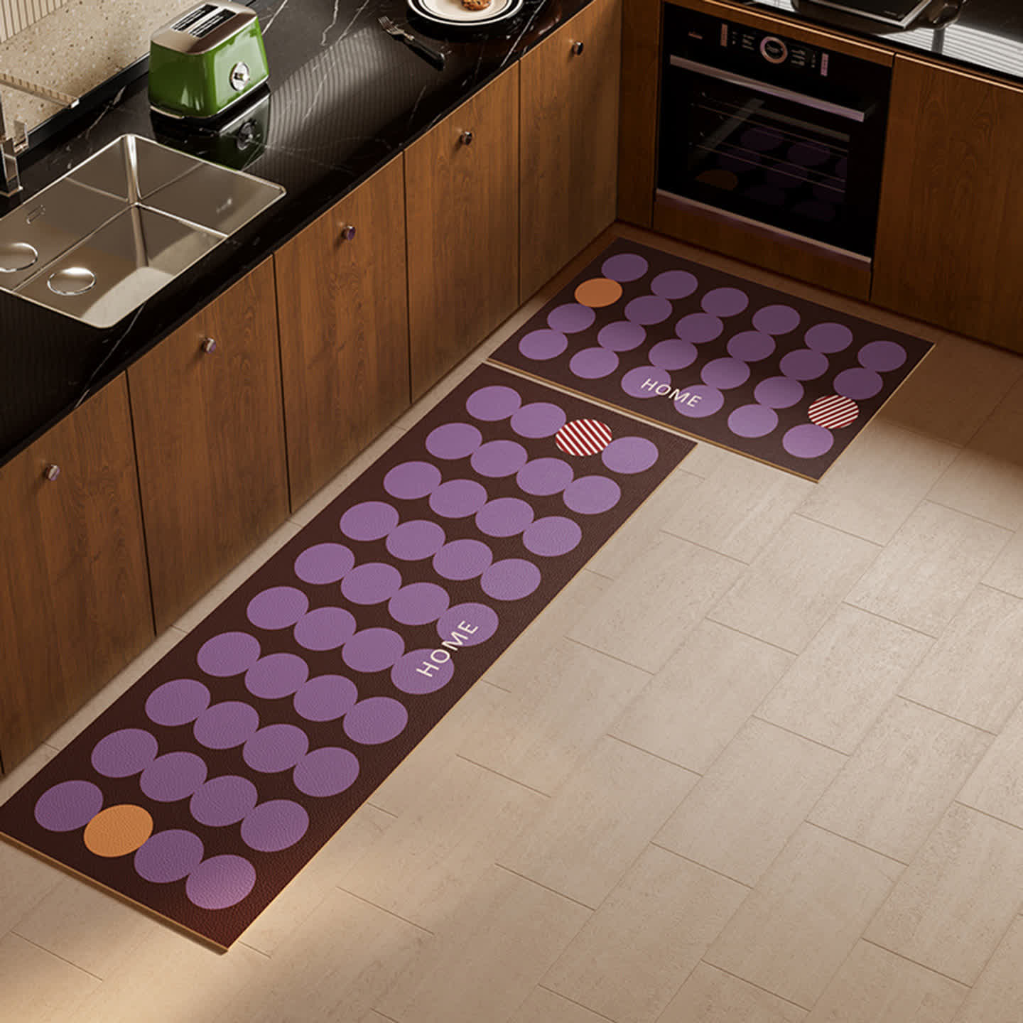 Tappeto da cucina a pois geometrici - Viola - 45cm x 180cm - image 4