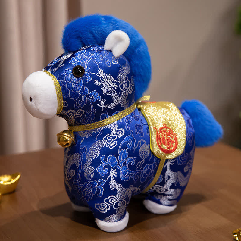 Mascotte dello zodiaco del cavallo in broccato, animale di peluche - Blu - 4 pezzi - 23cm - image 2