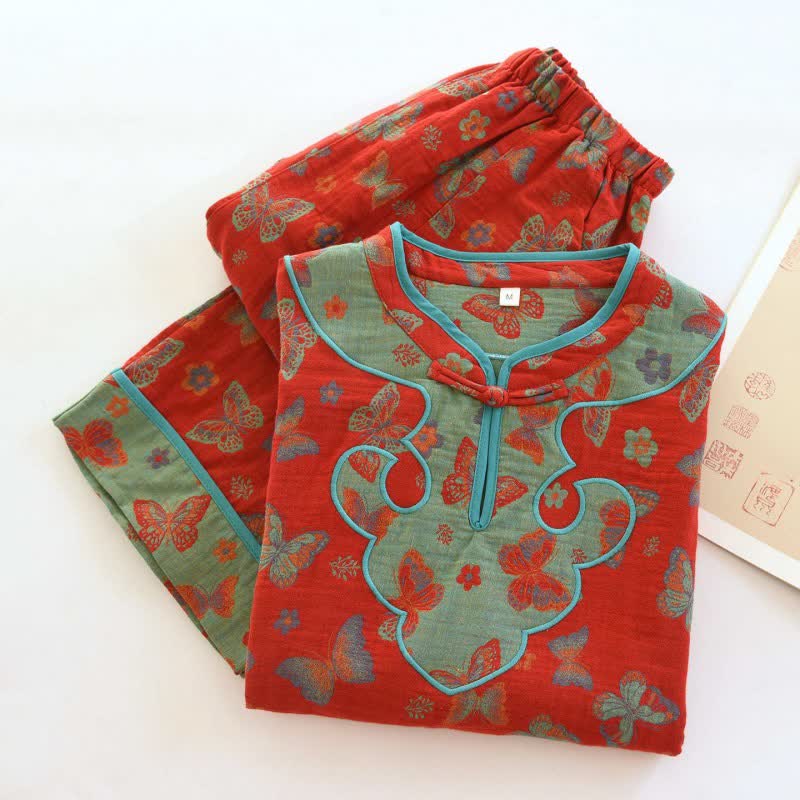 Pigiama in cotone con farfalle in stile orientale - image 1