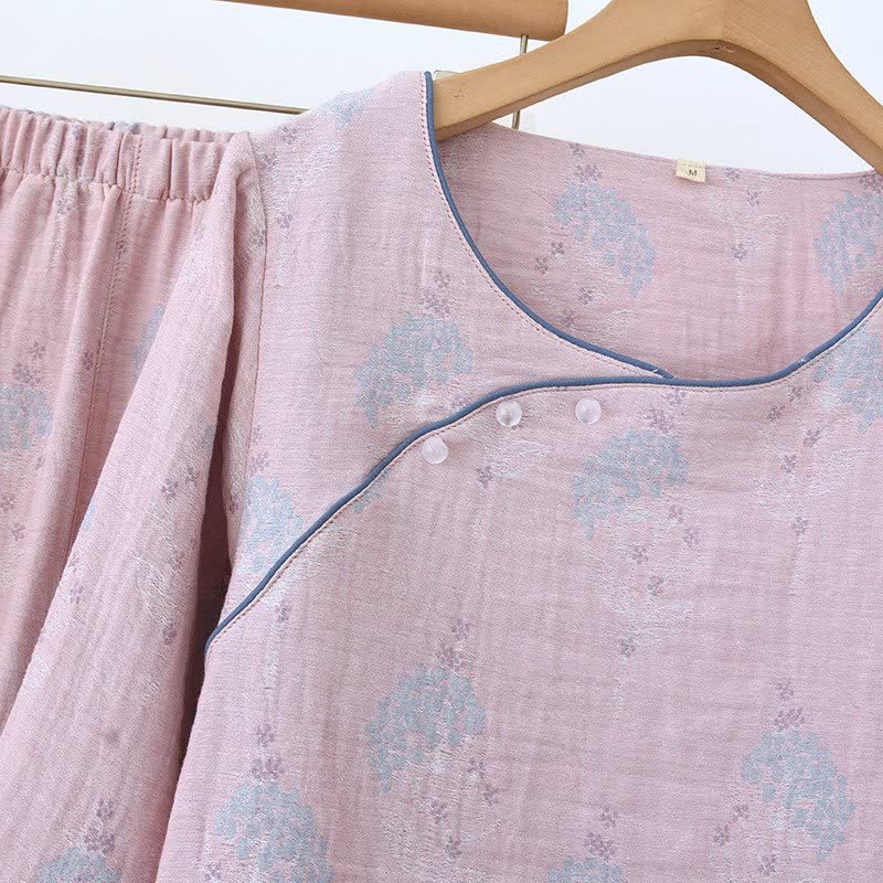 Pigiama vintage in cotone con stampa floreale tenue - image 5