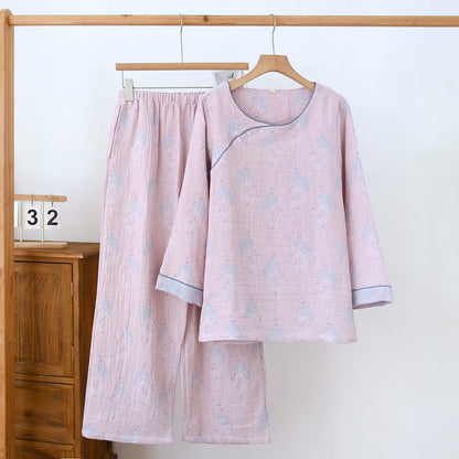 Pigiama vintage in cotone con stampa floreale tenue - Rosa - XL - image 2