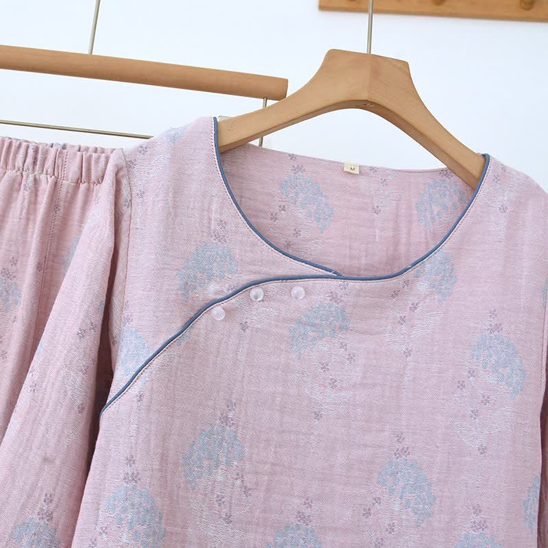 Pigiama vintage in cotone con stampa floreale tenue - image 4