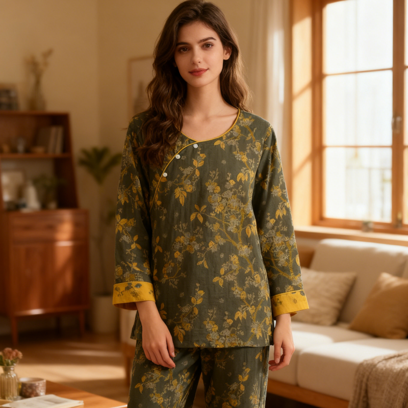 Completo da casa in puro cotone vintage Jacquard - image 4