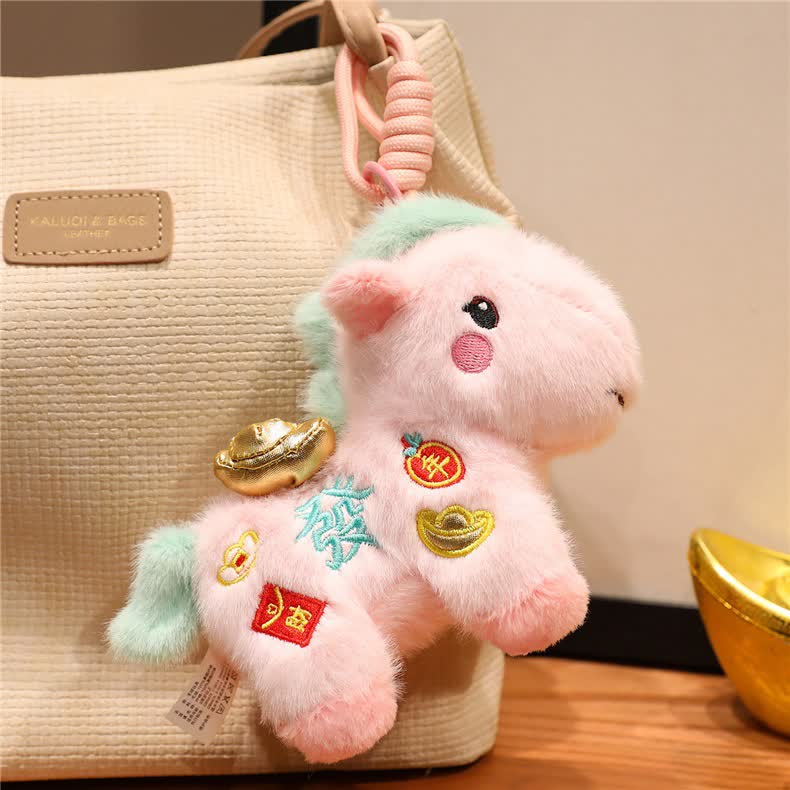 Decorazione di peluche a forma di cavallo fortunato rosa - 2 pezzi - 12cm - image 15