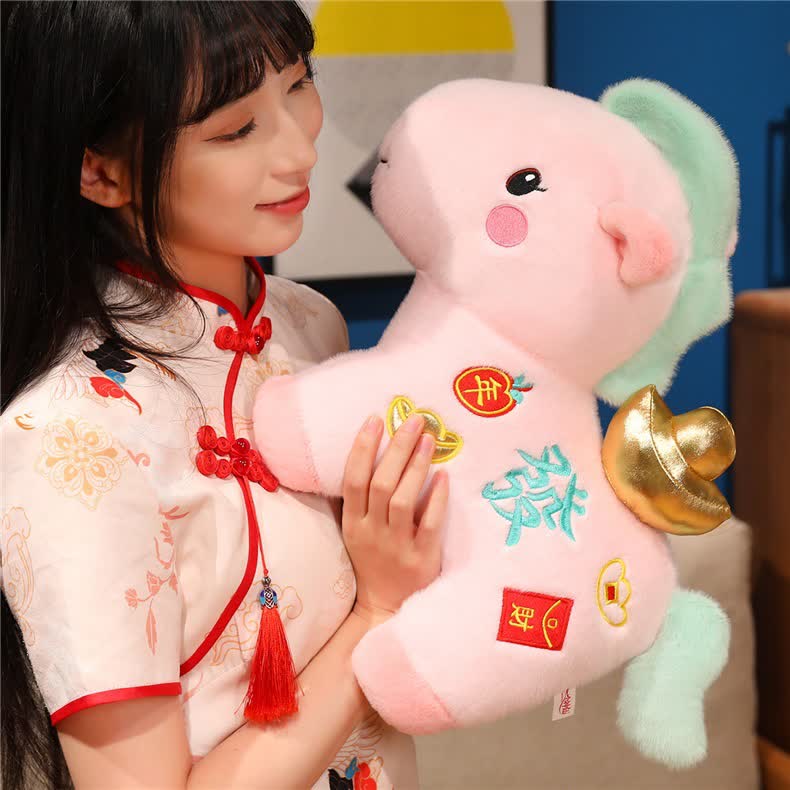 Decorazione di peluche a forma di cavallo fortunato rosa - image 9