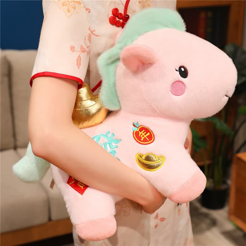 Decorazione di peluche a forma di cavallo fortunato rosa - 2 pezzi - 32cm - image 10