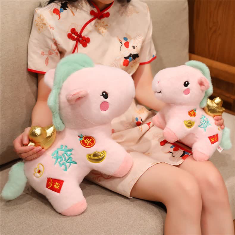 Decorazione di peluche a forma di cavallo fortunato rosa - image 2