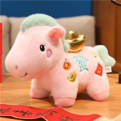 Decorazione di peluche a forma di cavallo fortunato rosa - image 13