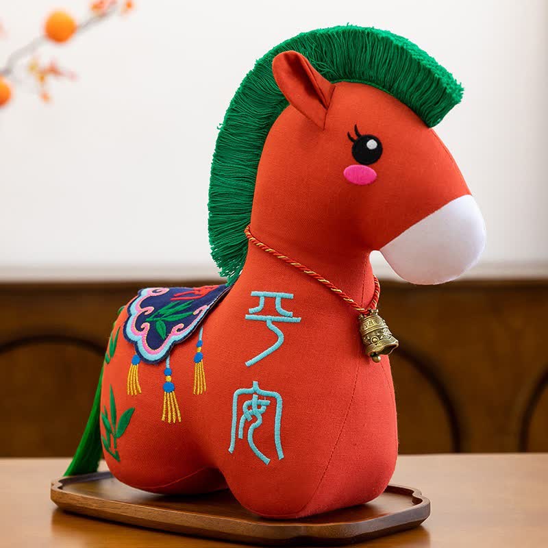 Collezione di peluche dell'anno del cavallo dello zodiaco cinese - Arancia - 2 pezzi - 30cm - image 6
