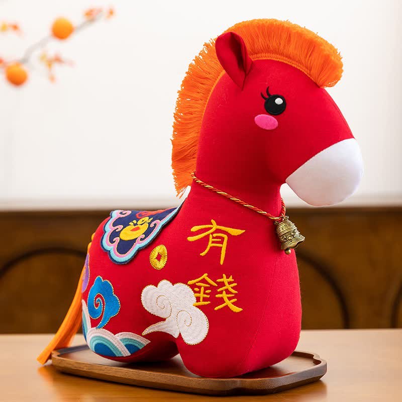 Collezione di peluche dell'anno del cavallo dello zodiaco cinese - Rosso - 2 pezzi - 30cm - image 5