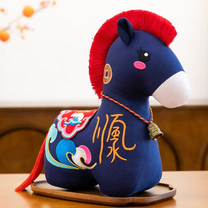 Collezione di peluche dell'anno del cavallo dello zodiaco cinese - Blu - 2 pezzi - 30cm - image 7