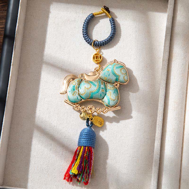Ornamento decorativo da appendere a forma di cavallo orientale fatto a mano - Blu - 2 pezzi - 5 cm x 14.7 cm - image 8