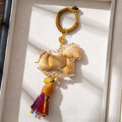 Ornamento decorativo da appendere a forma di cavallo orientale fatto a mano - Giallo - 2 pezzi - 5 cm x 14.7 cm - image 10
