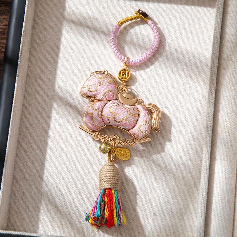 Ornamento decorativo da appendere a forma di cavallo orientale fatto a mano - Rosa - 2 pezzi - 5 cm x 14.7 cm - image 5