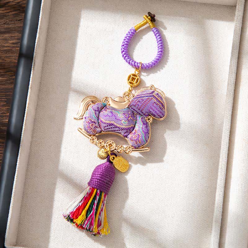 Ornamento decorativo da appendere a forma di cavallo orientale fatto a mano - Viola - 2 pezzi - 5 cm x 14.7 cm - image 4