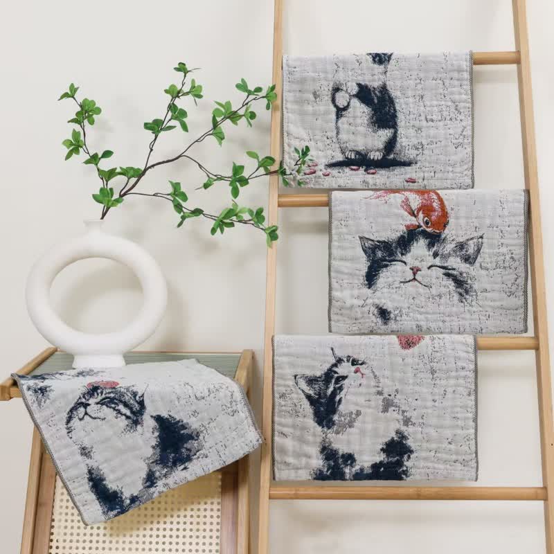 Asciugamano da cucina in garza di cotone Country Cat & Fruits - image 0