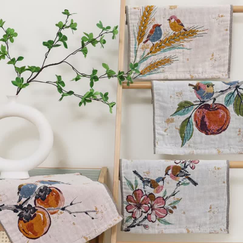 Asciugamano da cucina in garza di cotone Country Bird Series - Set di 4 - 35cm x 35cm - image 0
