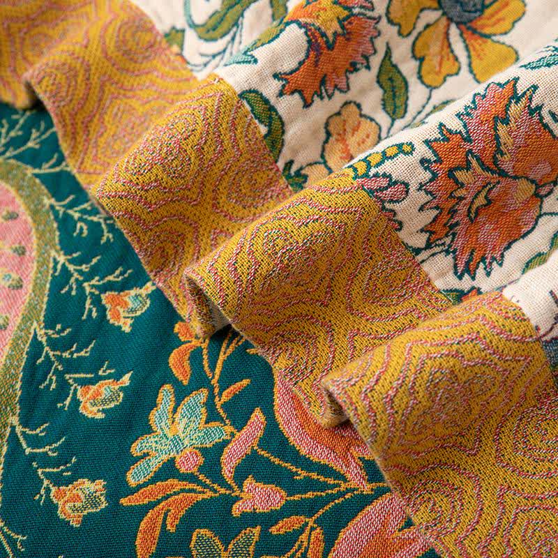 Coperta reversibile in garza di cotone con motivo Paisley e floreale - image 5