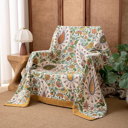 Coperta reversibile in garza di cotone con motivo Paisley e floreale - 230cm x 250cm - image 0