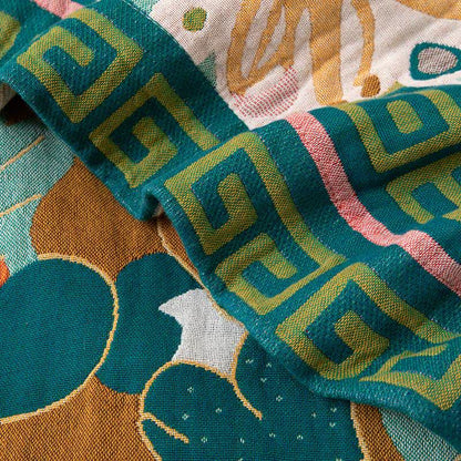 Coperta in garza di cotone con motivo floreale artistico retrò - image 5
