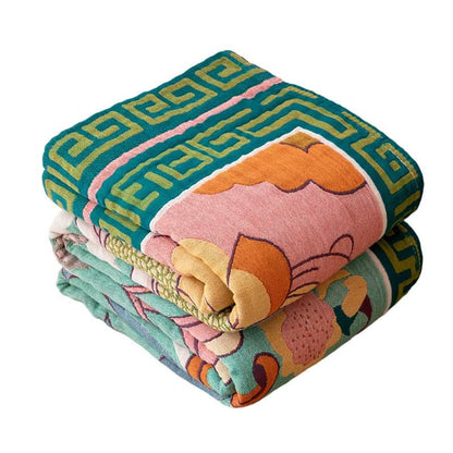 Coperta in garza di cotone con motivo floreale artistico retrò - image 6