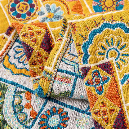 Coperta in garza di cotone a quadri con motivo geometrico - image 5