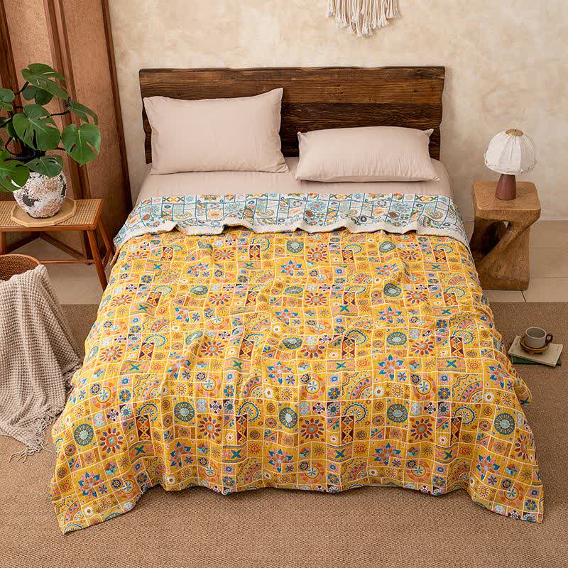 Coperta in garza di cotone a quadri con motivo geometrico - image 3