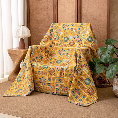 Coperta in garza di cotone a quadri con motivo geometrico - 230cm x 250cm - image 0