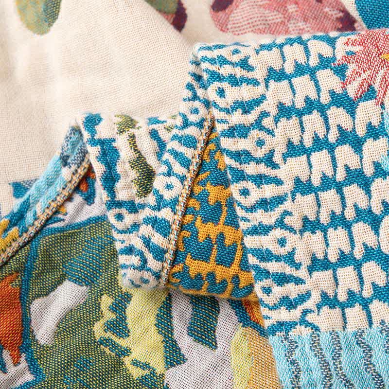Coperta in garza di cotone con patchwork floreale artistico - image 5