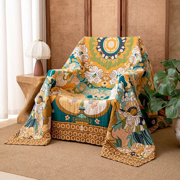 Coperta di lusso in garza di cotone con motivo floreale retrò - 230cm x 250cm - image 0