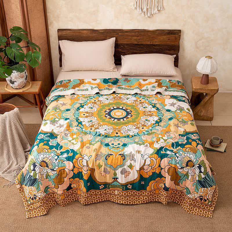Coperta di lusso in garza di cotone con motivo floreale retrò - image 3