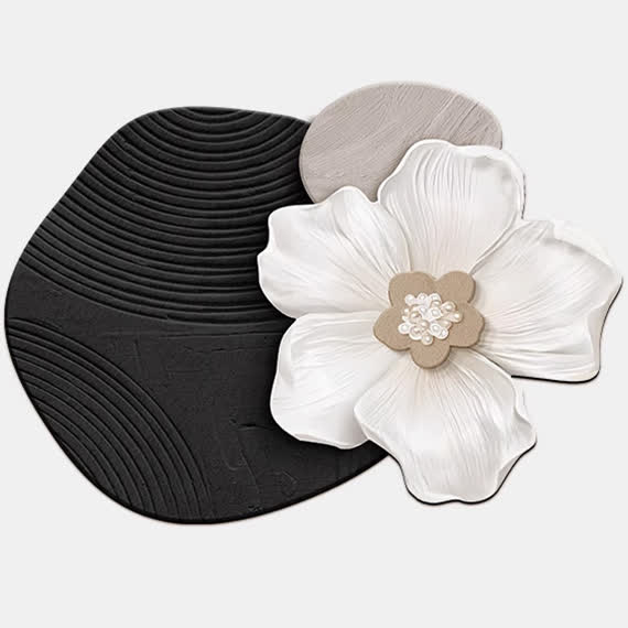 Tappetino da bagno in fango diatomeico ispirato ai fiori - Nero - 80cm x 120cm - image 1