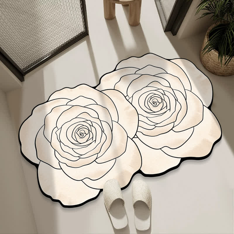 Tappetino da bagno in fango diatomeico ispirato alla rosa - Bianco - 80cm x 120cm - image 1