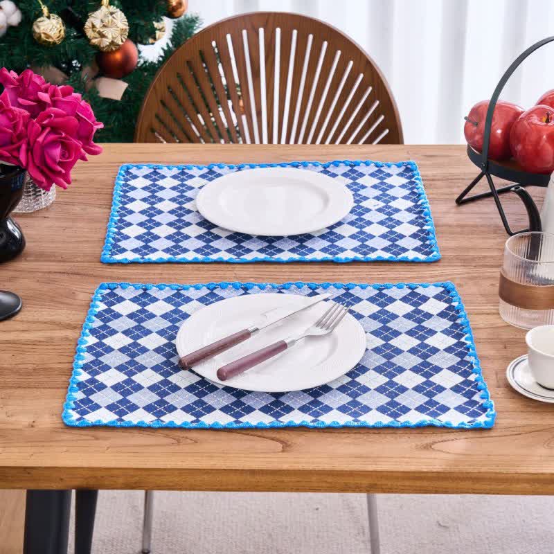 Tovaglietta in tessuto jacquard a quadri (4 pezzi) - Blu - 4 pezzi - 30cm x 45cm - image 3