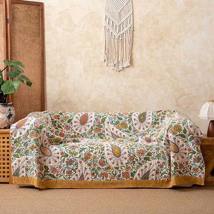 Coperta reversibile in garza di cotone con motivo Paisley e floreale - image 1