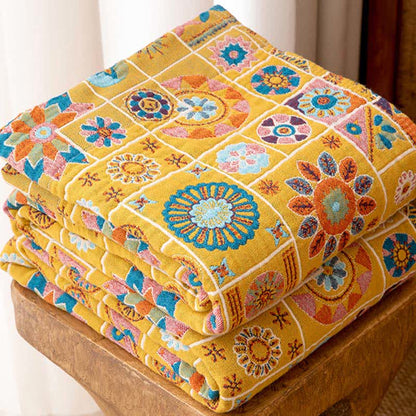 Coperta in garza di cotone a quadri con motivo geometrico - image 2