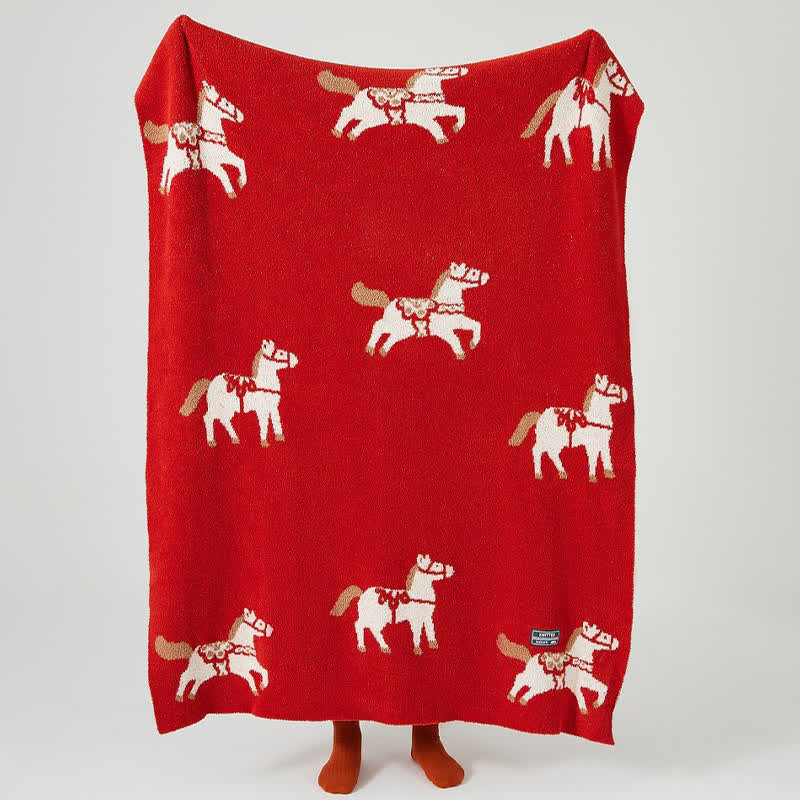 Coperta in pile "Anno del cavallo" - 130cm x 160cm - image 0