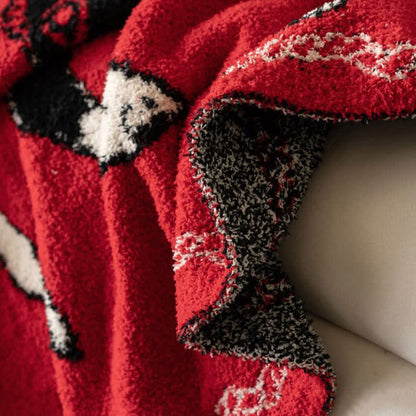 Coperta lavorata a maglia con motivo a cavallo festivo - image 5