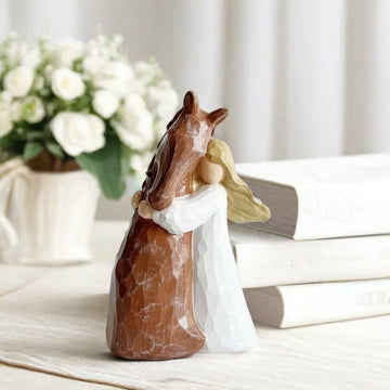 Decorazione per la casa in resina dipinta a mano raffigurante una ragazza e un cavallo - 2 pezzi - 8.8 cm x 15 cm - image 0