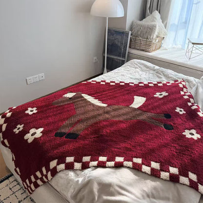 Coperta in pile rosso equestre festivo - image 1