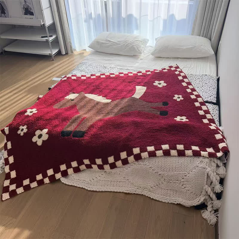 Coperta in pile rosso equestre festivo - image 2
