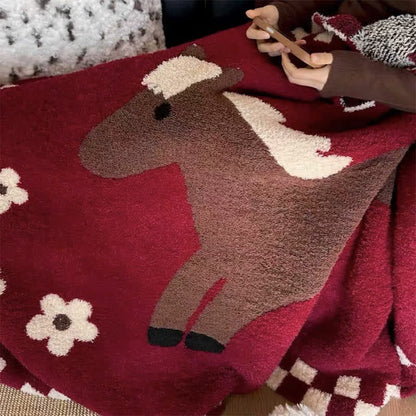 Coperta in pile rosso equestre festivo - image 4