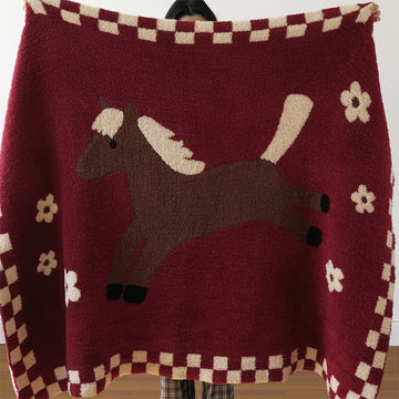 Coperta in pile rosso equestre festivo - 120cm x 160cm - image 0