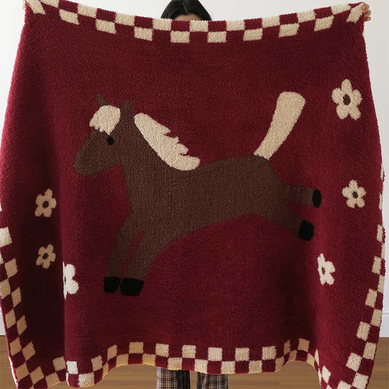 Coperta in pile rosso equestre festivo - 120cm x 160cm - image 0