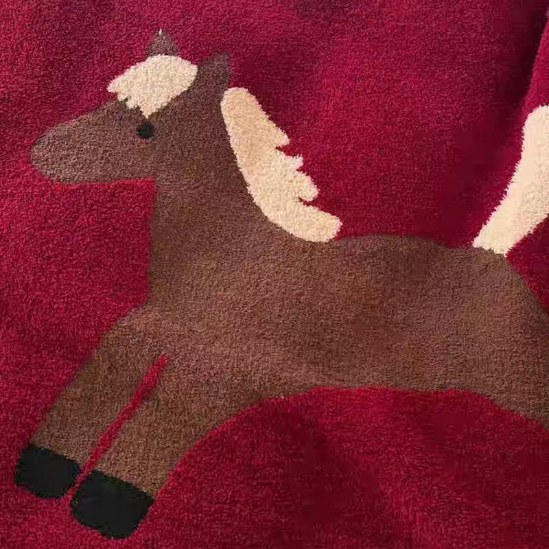 Coperta in pile rosso equestre festivo - image 8