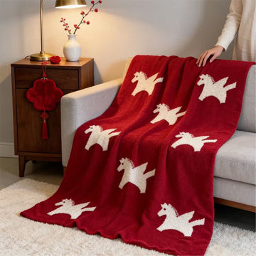 Coperta in pile con motivo Pegaso bianco - 51"L x 67"L - image 0