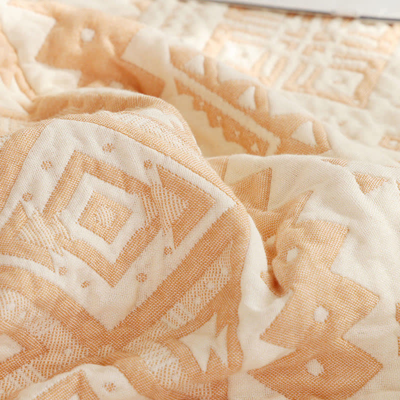 Trapunta in garza di cotone con motivo geometrico beige - image 3