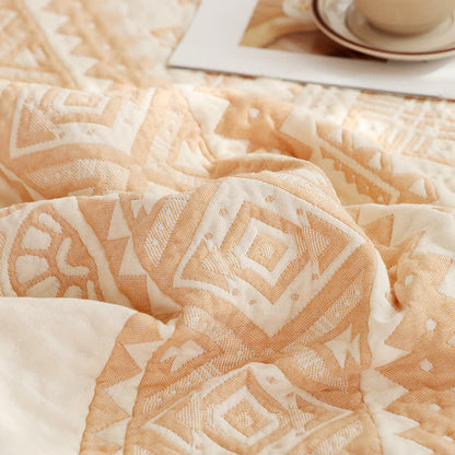 Trapunta in garza di cotone con motivo geometrico beige - image 2